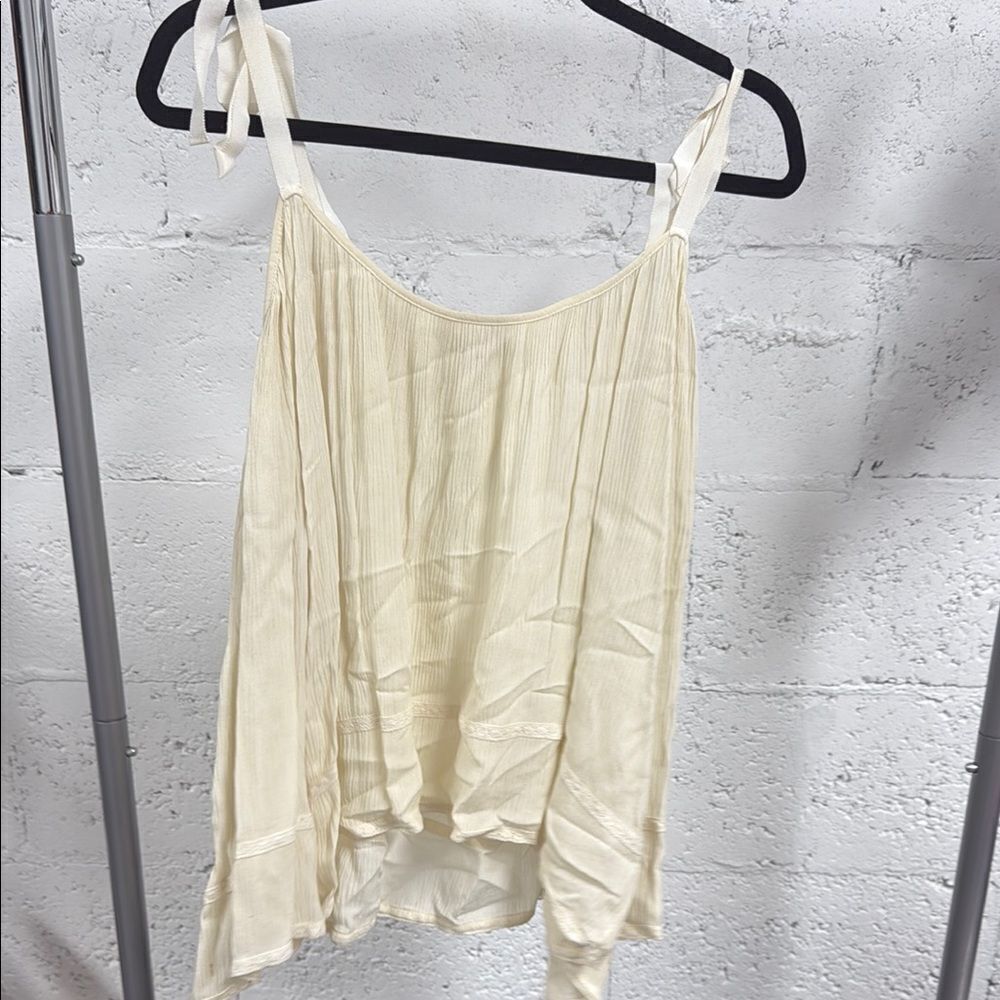 Elegant Cream Women's Top - Long Sleeve Open Blouse - Size Small